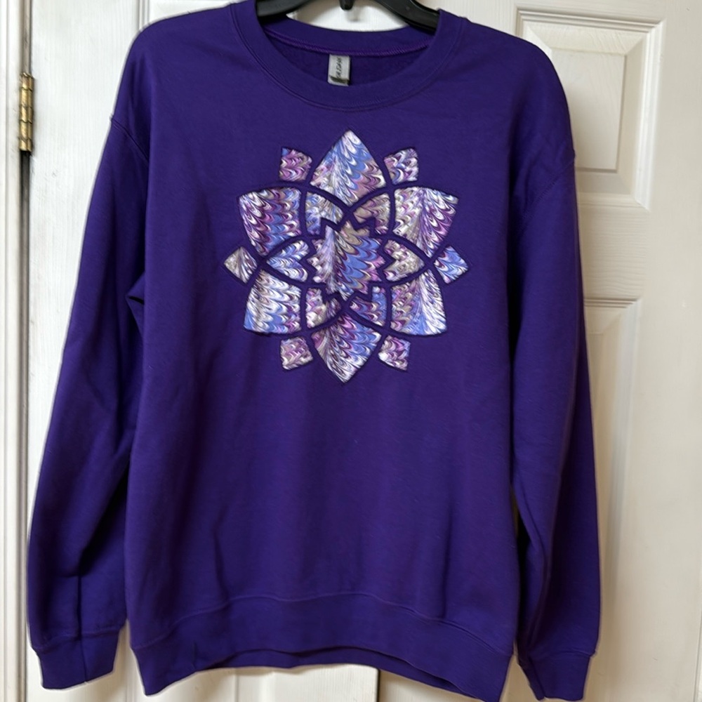 Deep Purple Sweatshirt with colorful inlay- Sz M